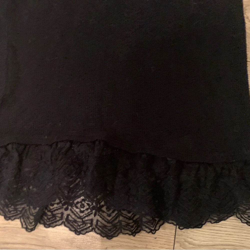 Ransom Black Cowl Neck Lace Hem Sweater Tunic Medium Boho Romantic - Picture 5 of 7
